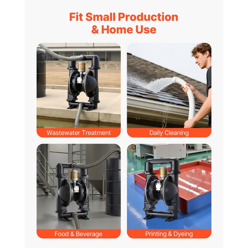 Paineilmatoiminen alumiiniseoksinen kaksikalvopumppu polttoaineille ja jäteöljylle 598 l/min