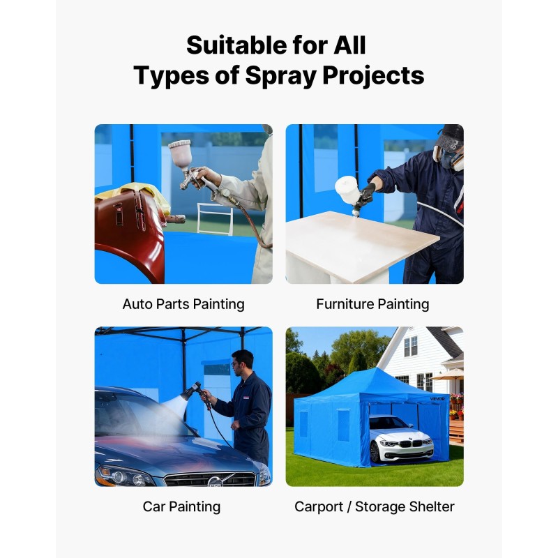 Taitettava maalausteltta 420D PU-pinnoitettu kangas teräsrunko auto-osien ja huonekalujen maalaus