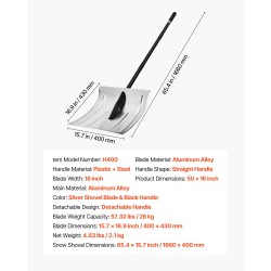 Lumilapio 40 cm leveä alumiiniterä irrotettava teräsvarsi PVC kahva ajoteille