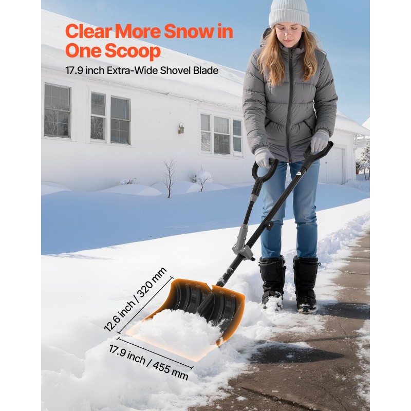 Lumilapio 455 mm PP-lapa alumiinireunalla teräsvarsi D-muotoinen kahva