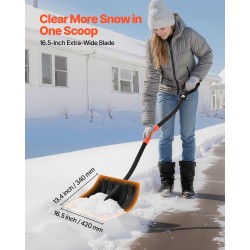 Lumilapio muoviterä 42 cm leveä alumiinireunalla D-muotoisella kahvalla