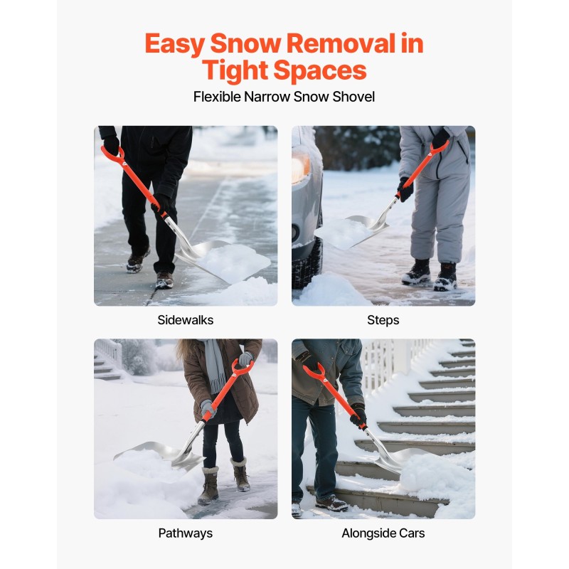 Lumikola alumiiniterällä 35 cm leveä lasikuitukahvalla pituus 114 cm