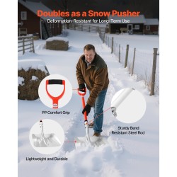 Lumikola alumiiniterällä 35 cm leveä lasikuitukahvalla pituus 114 cm