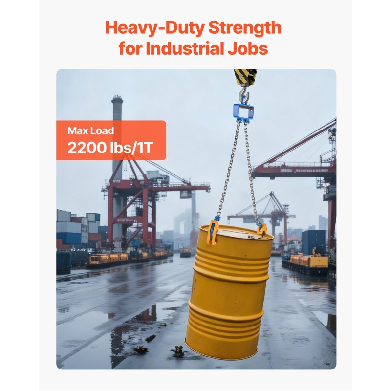 Tynnyrinostoketju hiiliteräksinen 2-haarainen G80-luokan 1 t työkuorma turvasalpalliset koukut