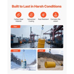 Tynnyrinostoketju hiiliteräksinen 2-haarainen G80-luokan 1 t työkuorma turvasalpalliset koukut