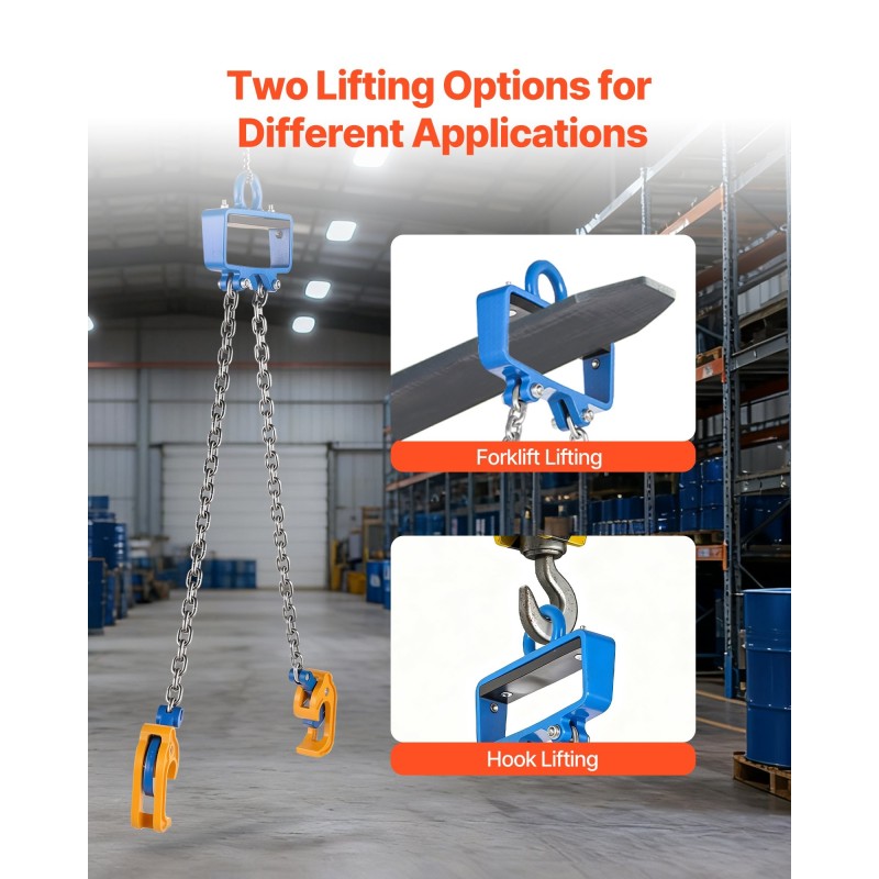 Tynnyrinostoketju hiiliteräksinen 2-haarainen G80-luokan 1 t työkuorma turvasalpalliset koukut