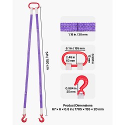 Polyesterinen kaksijalkainen nostoliinapari 2 kappaletta 150 cm 30 mm 2 t koukuilla