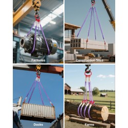 Neljän haaran polyesterinostoliina kolmen tonnin enimmäistyökuorma teräsrenkaalla koukuilla turvasalvoilla