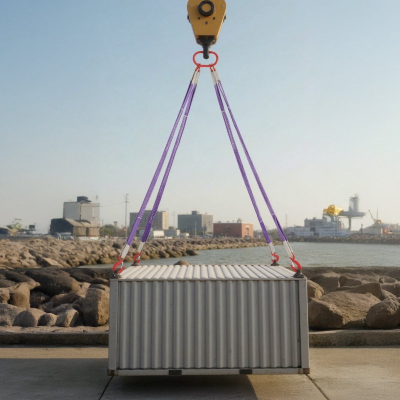 Neljän haaran polyesterinostoliina kolmen tonnin enimmäistyökuorma teräsrenkaalla koukuilla turvasalvoilla