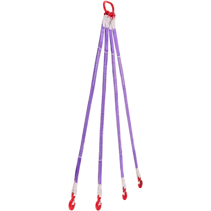 Neljän haaran polyesterinostoliina kolmen tonnin enimmäistyökuorma teräsrenkaalla koukuilla turvasalvoilla