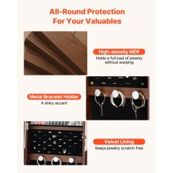 Korukaappi MDF lasi sametti 360 asteen kääntyvä kokopeilillä lukittava 1550 mm