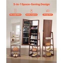 Korukaappi MDF lasi sametti 360 asteen kääntyvä kokopeilillä lukittava 1550 mm