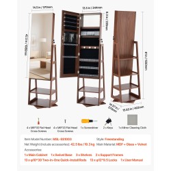 Korukaappi MDF lasi sametti 360 asteen kääntyvä kokopeilillä lukittava 1550 mm