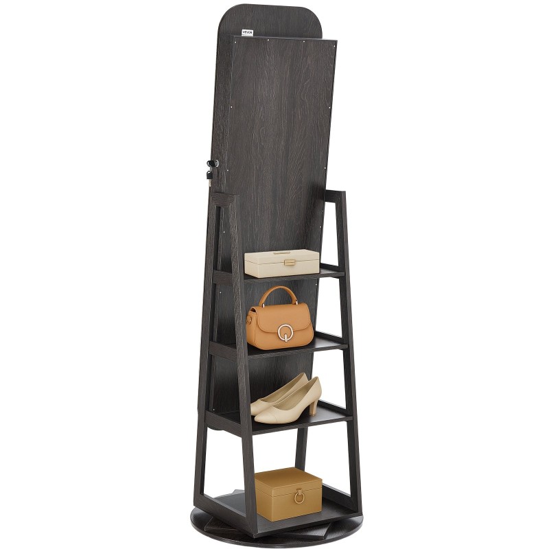 360 asteen kääntyvä korukaappi täyspitkällä peilillä MDF sametti lukittava ovi 160 cm