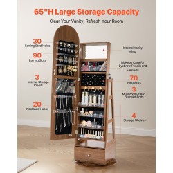 Korukaappi 360 asteen kääntyvä vapaasti seisova lasipeili samettivuori 1655 mm