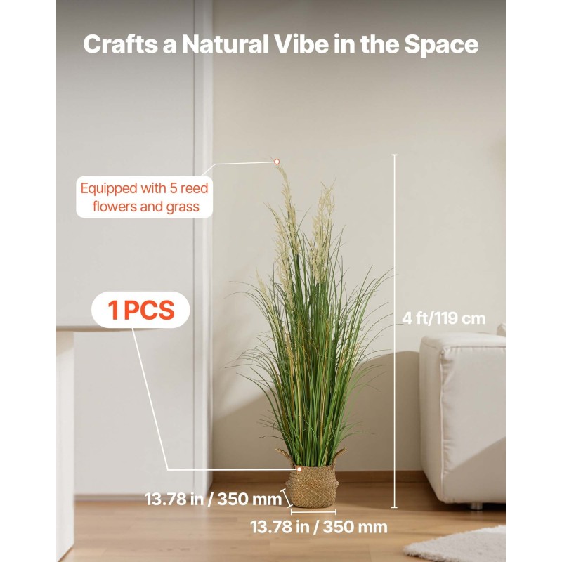 Keinotekoiset kaislakukat punotussa korissa PVC 1194 mm 5 kpl