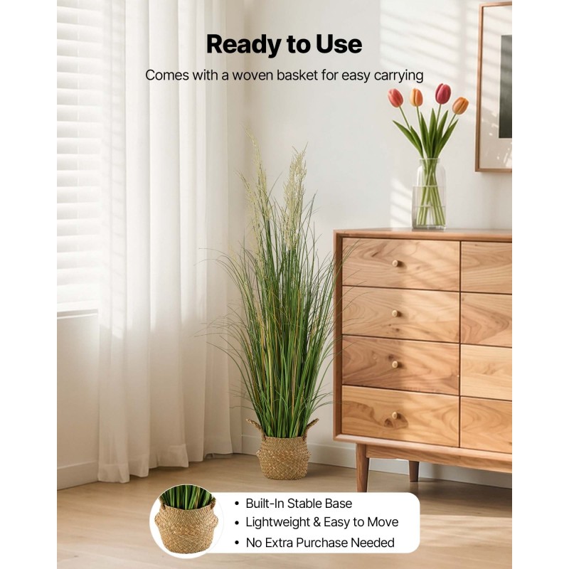 Keinotekoiset kaislakukat punotussa korissa PVC 1194 mm 5 kpl