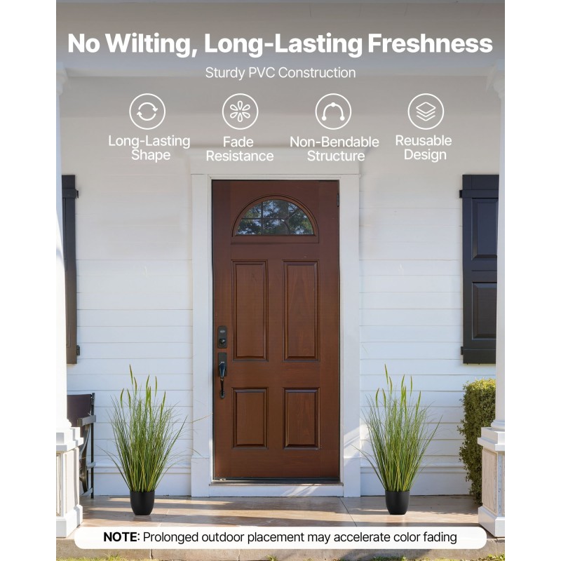 Keinotekoinen tähkäkasvi PVC 889×350×350 mm 2 kpl PP-ruukuilla sisä- ja ulkokäyttöön