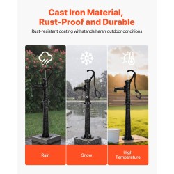 Käsikäyttöinen kaivopumppu valurautarunko hiiliteräsosat 6 metrin nostokorkeus mökille