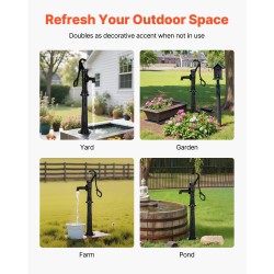 Käsikäyttöinen kaivopumppu valurautarunko hiiliteräsosat 6 metrin nostokorkeus mökille