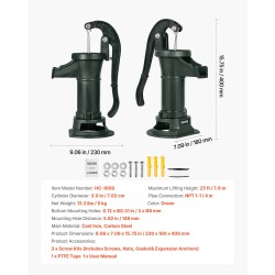 Käsikäyttöinen kaivopumppu valurauta hiiliteräs runko 7,6 m nostokorkeus vihreä