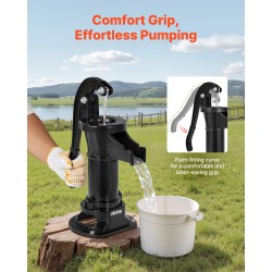 Käsikäyttöinen kaivopumppu valurauta ja hiiliteräs 7,6 m nostokorkeus koukulla