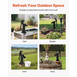 Käsikäyttöinen kaivopumppu valurauta ja hiiliteräs 7,6 m nostokorkeus koukulla