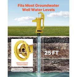 Käsikäyttöinen kaivopumppu valurauta hiiliteräs 7,6 metrin nostokorkeus ergonominen kahva ulkokäyttöön