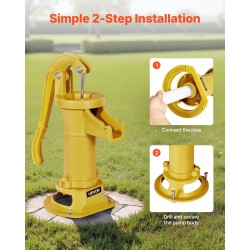 Käsikäyttöinen kaivopumppu valurauta hiiliteräs 7,6 metrin nostokorkeus ergonominen kahva ulkokäyttöön