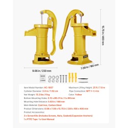 Käsikäyttöinen kaivopumppu valurauta hiiliteräs 7,6 metrin nostokorkeus ergonominen kahva ulkokäyttöön