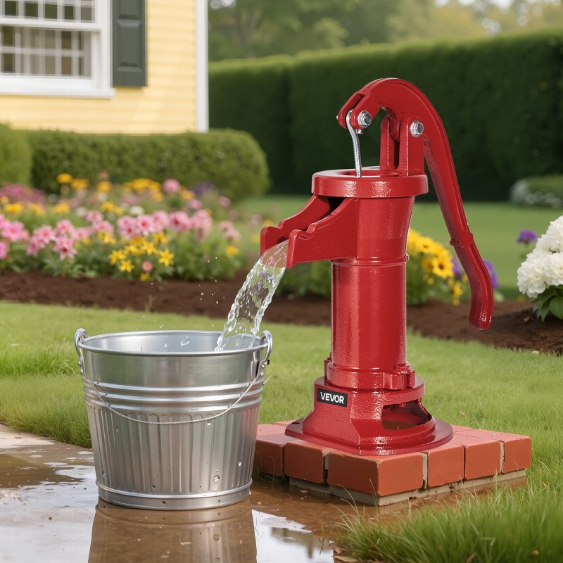 Käsikäyttöinen kaivopumppu valurauta ja hiiliteräsrakenne 7,6 m nostokorkeus ei sähköä