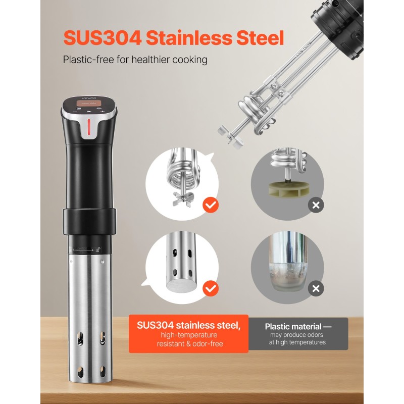 Sous vide -kierrättäjä 1100 W 6–12 l ruostumatonta terästä langaton ohjaus