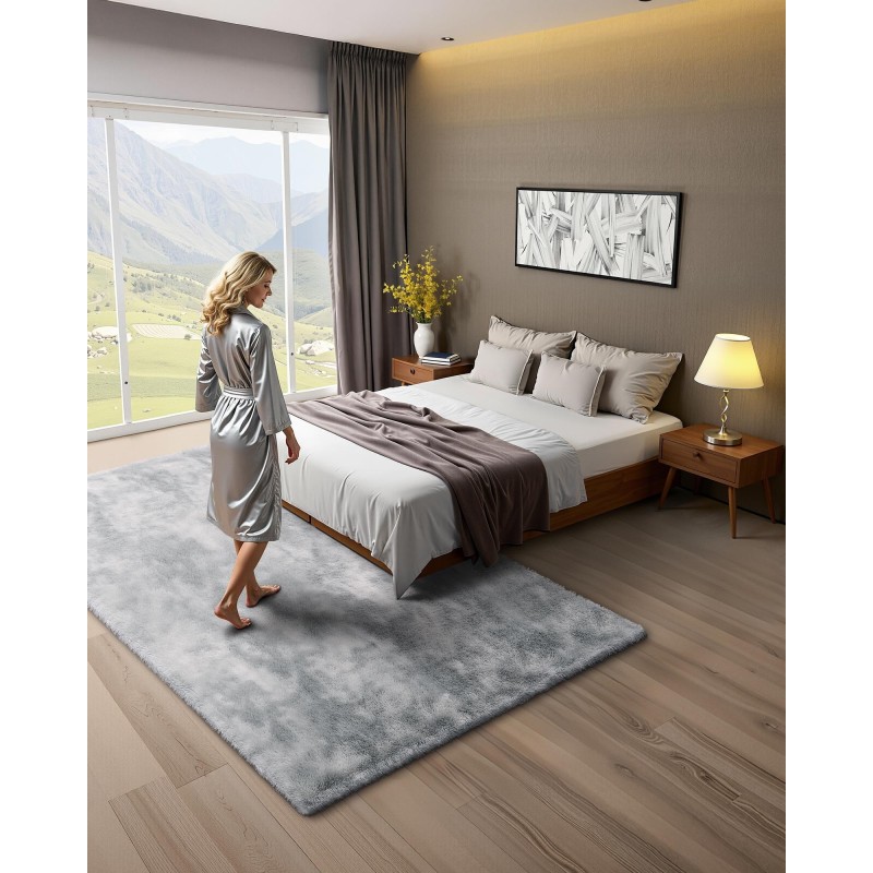 Nukkamatto sisäkäyttöön pitkäkarvainen 1,83 x 2,74 m liukuestopohja