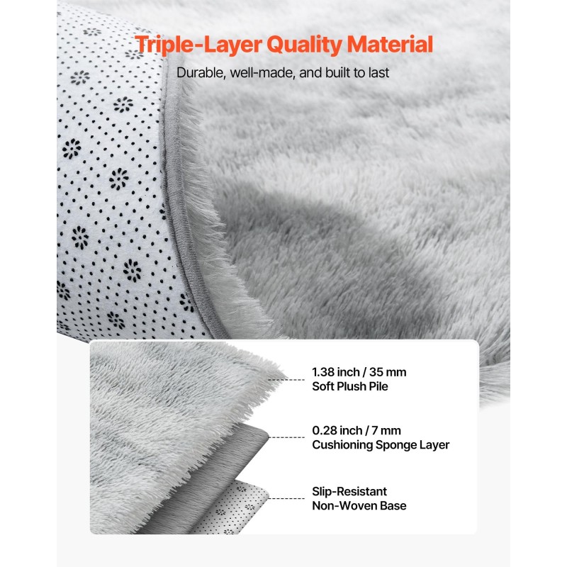 Nukkamatto sisäkäyttöön pitkäkarvainen 1,83 x 2,74 m liukuestopohja