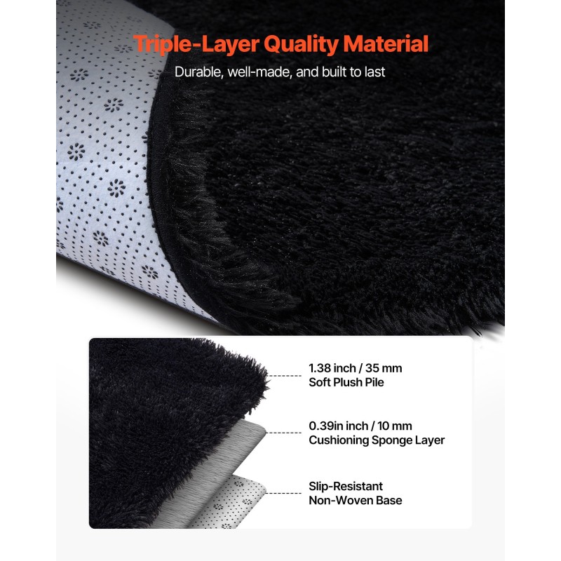 Nukkamatto 2,44 x 3,05 m paksu 35 mm nukka liukumaton pohja