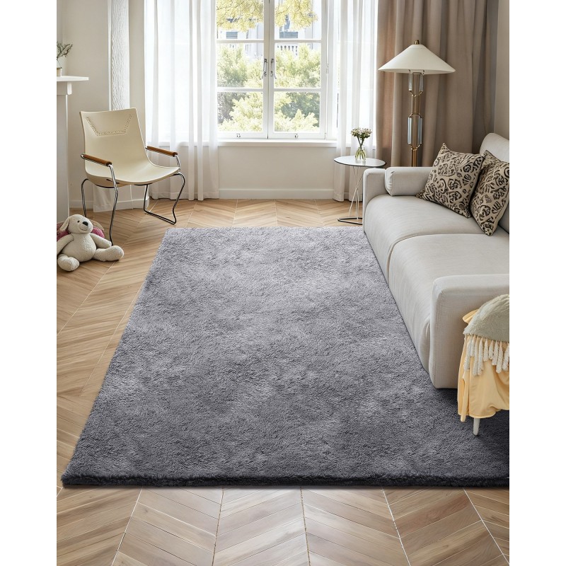 Nukkamatto sisäkäyttöön kolmikerroksinen pehmeä 2,44 x 3,05 m savunharmaa