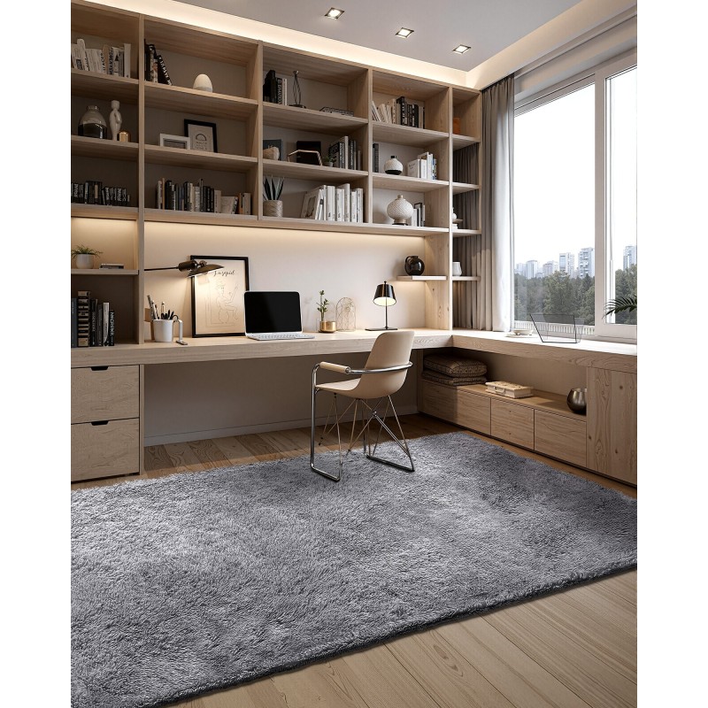 Nukkamatto sisäkäyttöön kolmikerroksinen pehmeä 2,44 x 3,05 m savunharmaa