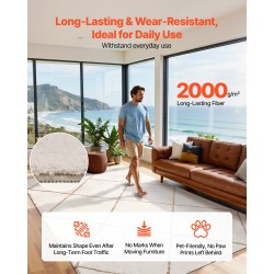 Pehmeä nukkamatto sisäkäyttöön 1,83 x 2,74 m kestävästä kuidusta valmistettu liukuestepohjalla