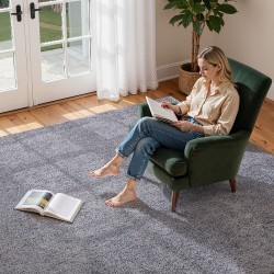 Pitkäkarvainen sisämatto 2,44 x 3,05 m liukumaton pohja tiheä pehmeä nukka