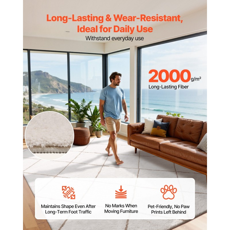 Pehmeä sisämatto 2,44 x 3,05 m beige TPR-liukuestepohja