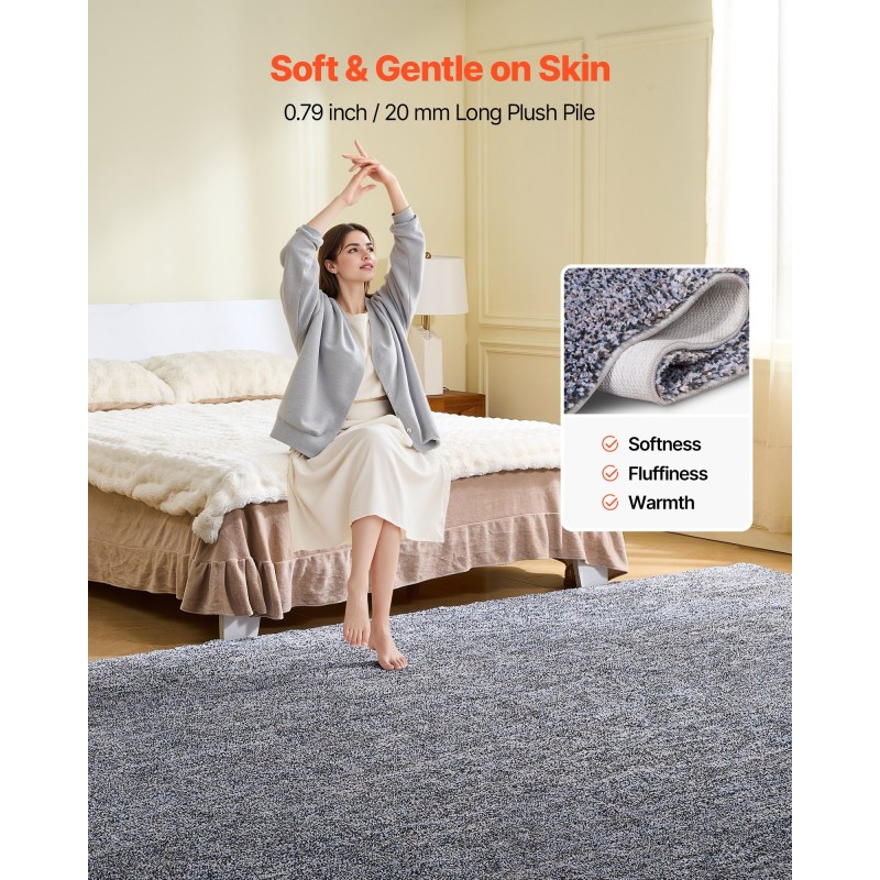 Pehmeä sisätilan nukkamatto TPR-liukuestopohjalla 2,74 x 3,66 m siniharmaa