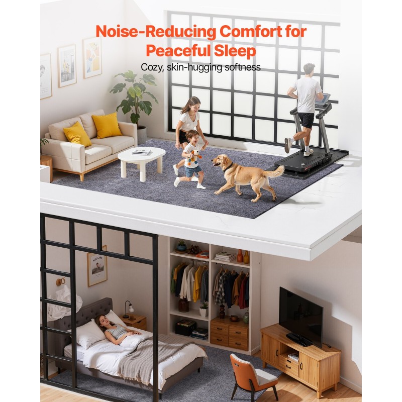 Pehmeä sisätilan nukkamatto TPR-liukuestopohjalla 2,74 x 3,66 m siniharmaa