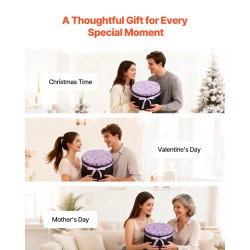 Säilötyt aidot ruusut 50 kpl pehmeän violetti pyöreä lahjarasia