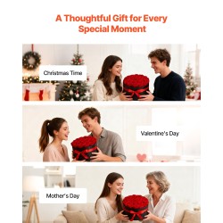 Säilötyt aidot ruusut pyöreässä lahjapakkauksessa 27 kpl kirkkaanpunaiset