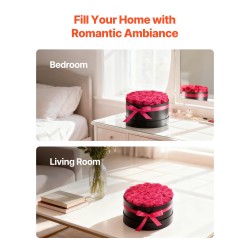 Säilötyt ruusut 27 kappaletta pyöreässä kartonkilaatikossa ruusunpunainen lahjarasia