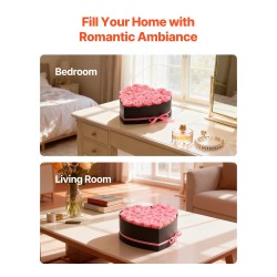 Sydämenmuotoinen pahvilaatikko 27 säilöttyä vaaleanpunaista ruusua