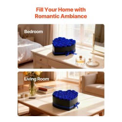 Sydämenmuotoinen kartonkinen lahjarasia 27 säilöttyä kuninkaansinistä ruusua