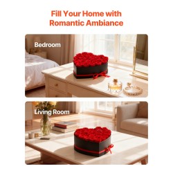 Säilötyt ruusut kaksikymmentäseitsemän kappaletta sydämenmuotoisessa kartonkirasiassa kirkkaanpunainen