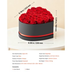 Säilötyt ruusut kaksikymmentäseitsemän kappaletta sydämenmuotoisessa kartonkirasiassa kirkkaanpunainen