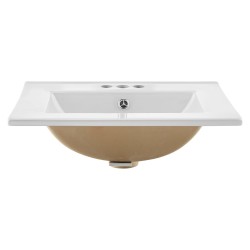 Keraaminen puolitasoon upotettava pesuallas 510 x 465 mm valkoinen kolmella hanareiällä